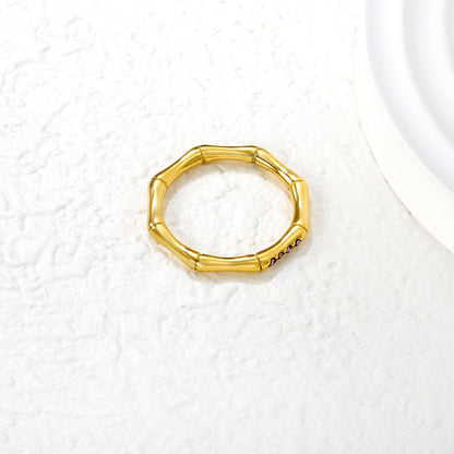 2.3mm high bamboo-shaped setting with white/lotus purple diamonds, gold ring asonjewelry