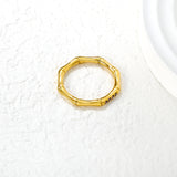2.3mm high bamboo-shaped setting with white/lotus purple diamonds, gold ring