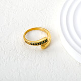 9.1mm Gold Open Ring with Irregular Double - Row White Diamonds/Purple/Blue/Emeralds