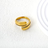 13mm Gold Open Ring with Irregular Single - Row White/Royal Blue/Emerald Diamond Accents