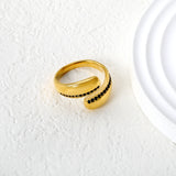13mm Gold Open Ring with Irregular Single - Row White/Royal Blue/Emerald Diamond Accents