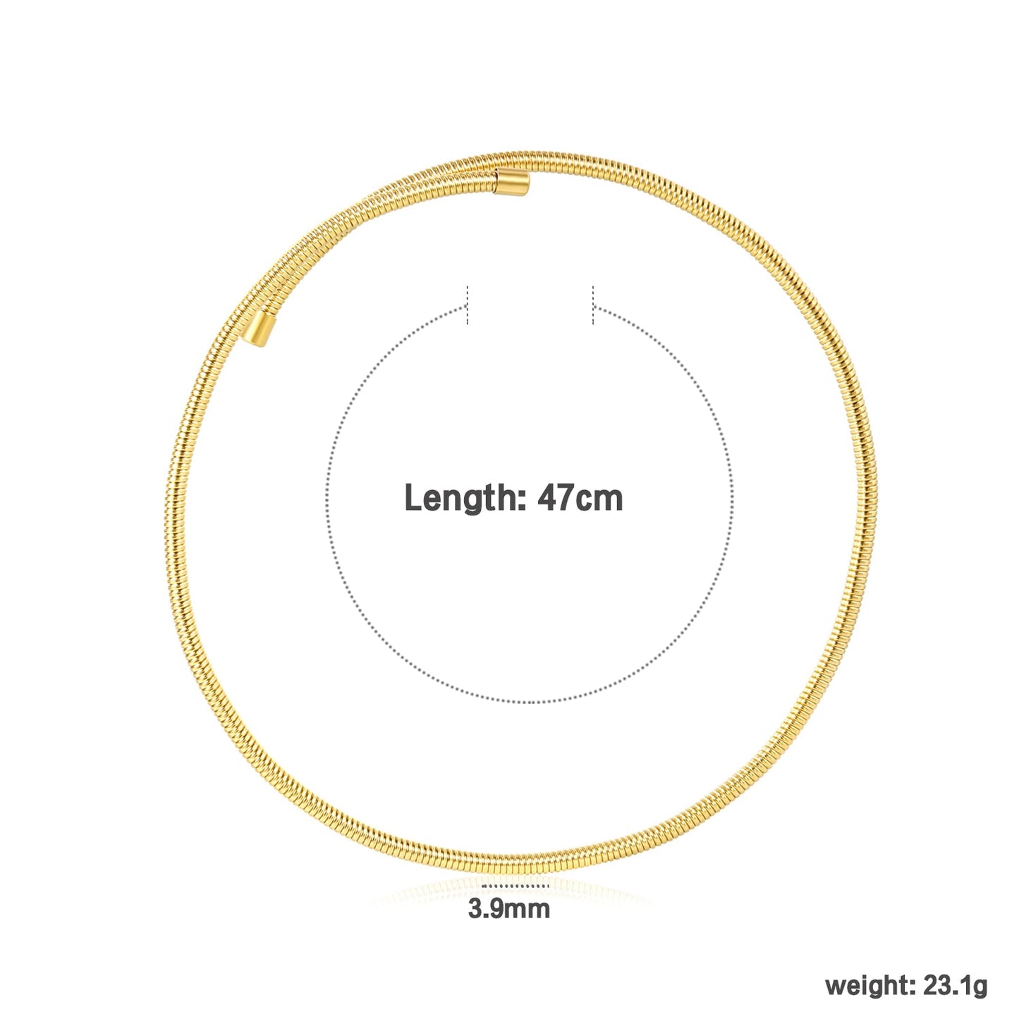 Gold Plated 3.9mm Wide Metal Necklace 47cm Length Non-Tarnish Hypoallergenic Classic Minimalist Gold Tone Chain for Women Everyday Casual Commute Wear asonjewelry