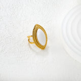 29mm Gold Open Ring with Red/Black/White Agate Marquise Stones