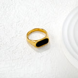 8mm Gold Ring with Rectangular Black Onyx