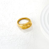 9.5mm Gold Evil Eye Engraved Ring