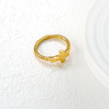 8.1mm Gold Twisted Cross Ring