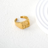12mm Gold Open Ring with Hammered Square Pattern