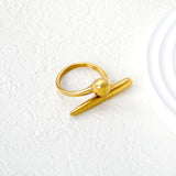 12mm Gold Open Ring with Sphere & Bar Accents