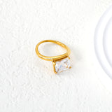 8mm Gold Ring with Four - Prong - Set White Zircon
