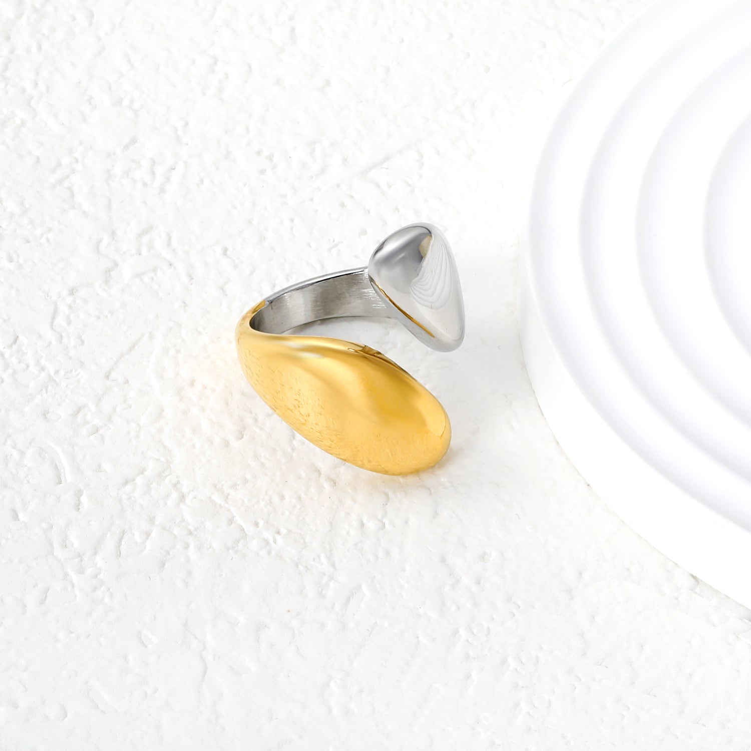 24mm Two - Tone Open Ring with Double Snake - Head Motif asonjewelry