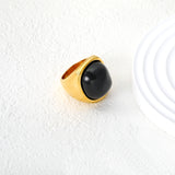 24mm Gold Ring with Square Black Onyx