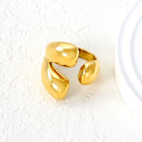 23mm Gold Open Ring with Irregular Polished Water - Drop Form