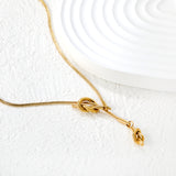 Sweater Chain 9x21mm Pendant 6x18mm Pendant Fringe Double Heart Sailor Knot 1.3 Round Snake 65cm Necklace Steel Color/Gold Color