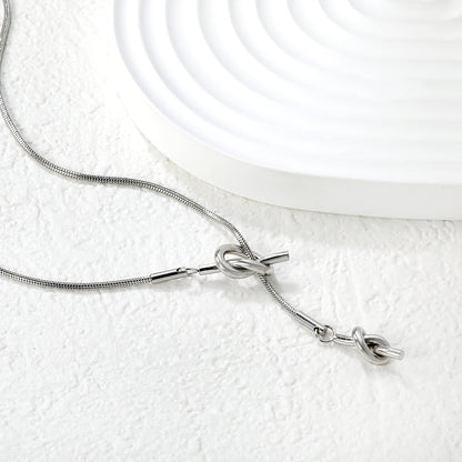 Sweater Chain 9x21mm Pendant 6x18mm Pendant Fringe Double Heart Sailor Knot 1.3 Round Snake 65cm Necklace Steel Color/Gold Color asonjewelry