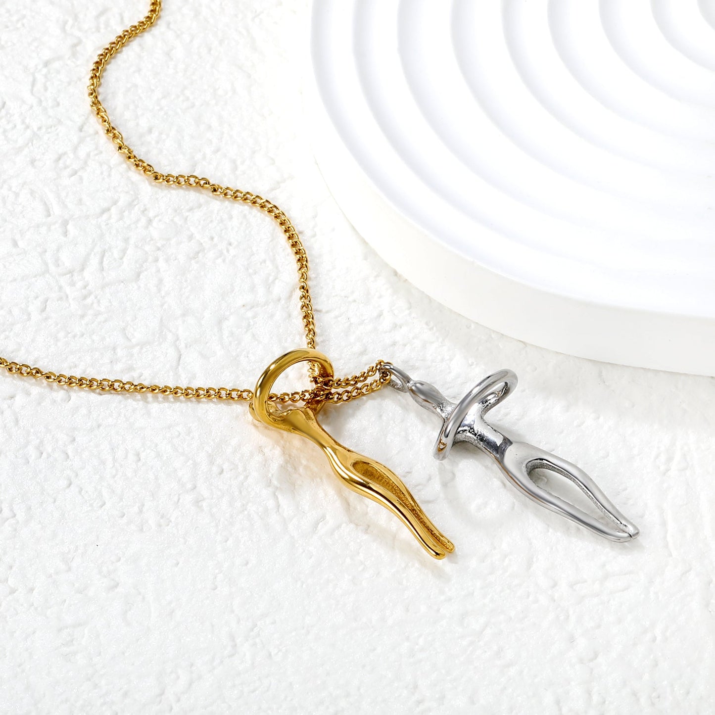 Couple's 0.35mm Six-Faceted Chain Necklace 45+5cm Gold asonjewelry