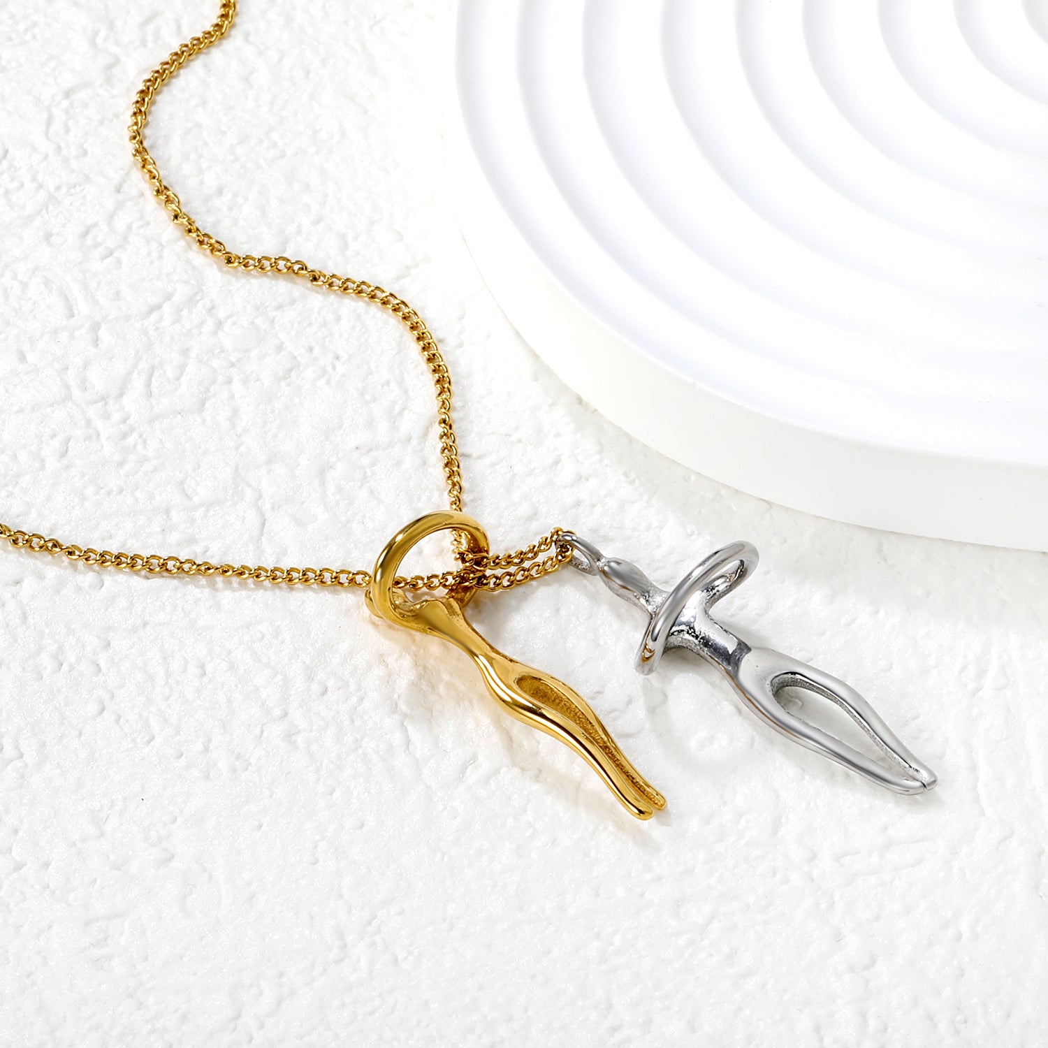 Couple's 0.35mm Six-Faceted Chain Necklace 45+5cm Gold asonjewelry