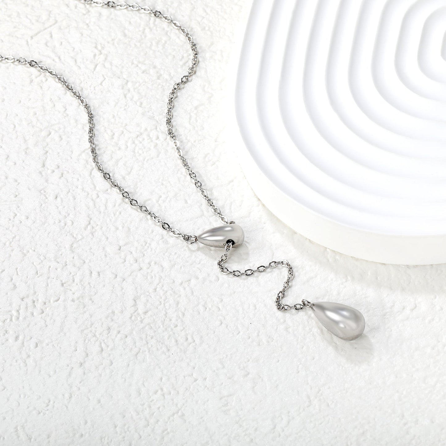 Sweater Chain 5.5x14mm Pendant 7.5x17mm Pendant Fringe Double Teardrop 0.4 Cross Chain 65cm Necklace Steel/Gold asonjewelry