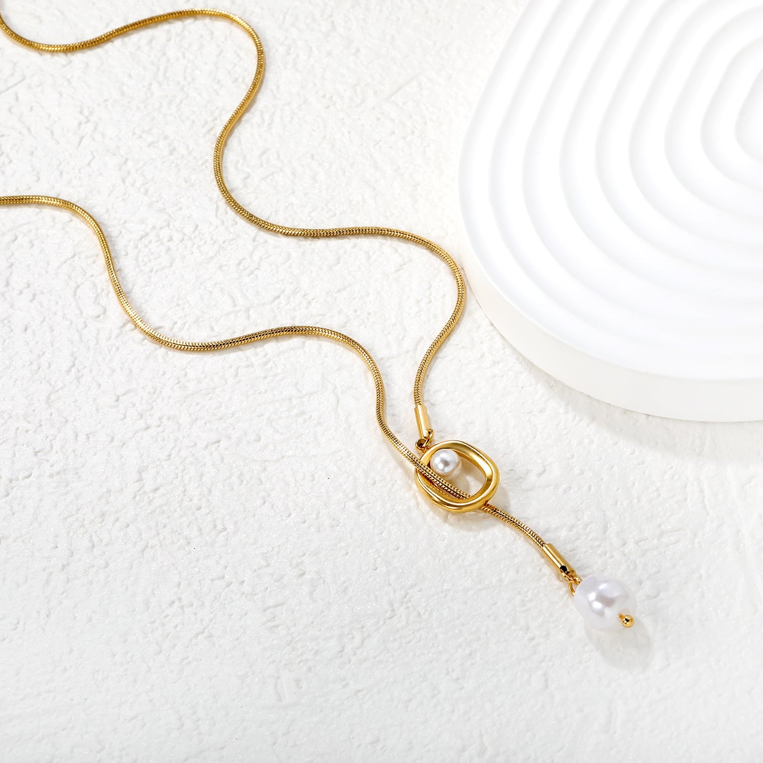 Sweater Chain 11.5x17mm Pendant 8x10mm Pendant Fringe Geometric Openwork Pearl 1.2 Round Snake 65cm Necklace Steel Color/Gold Color asonjewelry