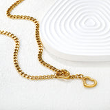 Double Heart Pendant 1.0 Six-Faceted Chain Necklace 46+5cm Gold