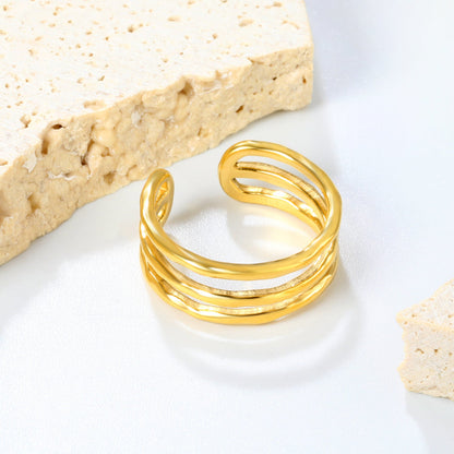 Spiral Link Open Ring - Stainless Steel Unique Layered Style asonjewelry