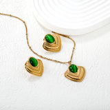 Emerald/White Cat's Eye Cat's Eye Fan-Shaped Set 0.4 Side-Mounted Pearl Chain 40+5cm+6mm Round Pendant Fan-Shaped Set Gold