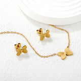 Laser butterfly set, gold, 0.35 cross chain 40+5+6mm round pendant