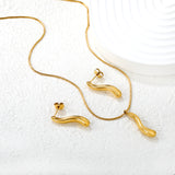 Long teardrop set, gold, 0.9 round snake chain 40+5cm+6mm round pendant