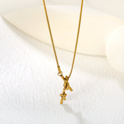 Sweater Chain 9x21mm Pendant 6x18mm Pendant Fringe Double Heart Sailor Knot 1.3 Round Snake 65cm Necklace Steel Color/Gold Color asonjewelry