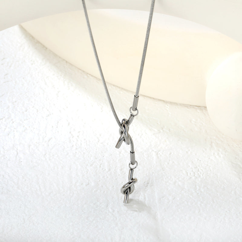 Sweater Chain 9x21mm Pendant 6x18mm Pendant Fringe Double Heart Sailor Knot 1.3 Round Snake 65cm Necklace Steel Color/Gold Color