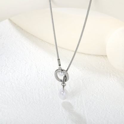 Sweater Chain 11.5x17mm Pendant 8x10mm Pendant Fringe Geometric Openwork Pearl 1.2 Round Snake 65cm Necklace Steel Color/Gold Color asonjewelry