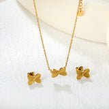 Laser butterfly set, gold, 0.35 cross chain 40+5+6mm round pendant