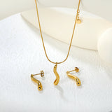 Long teardrop set, gold, 0.9 round snake chain 40+5cm+6mm round pendant