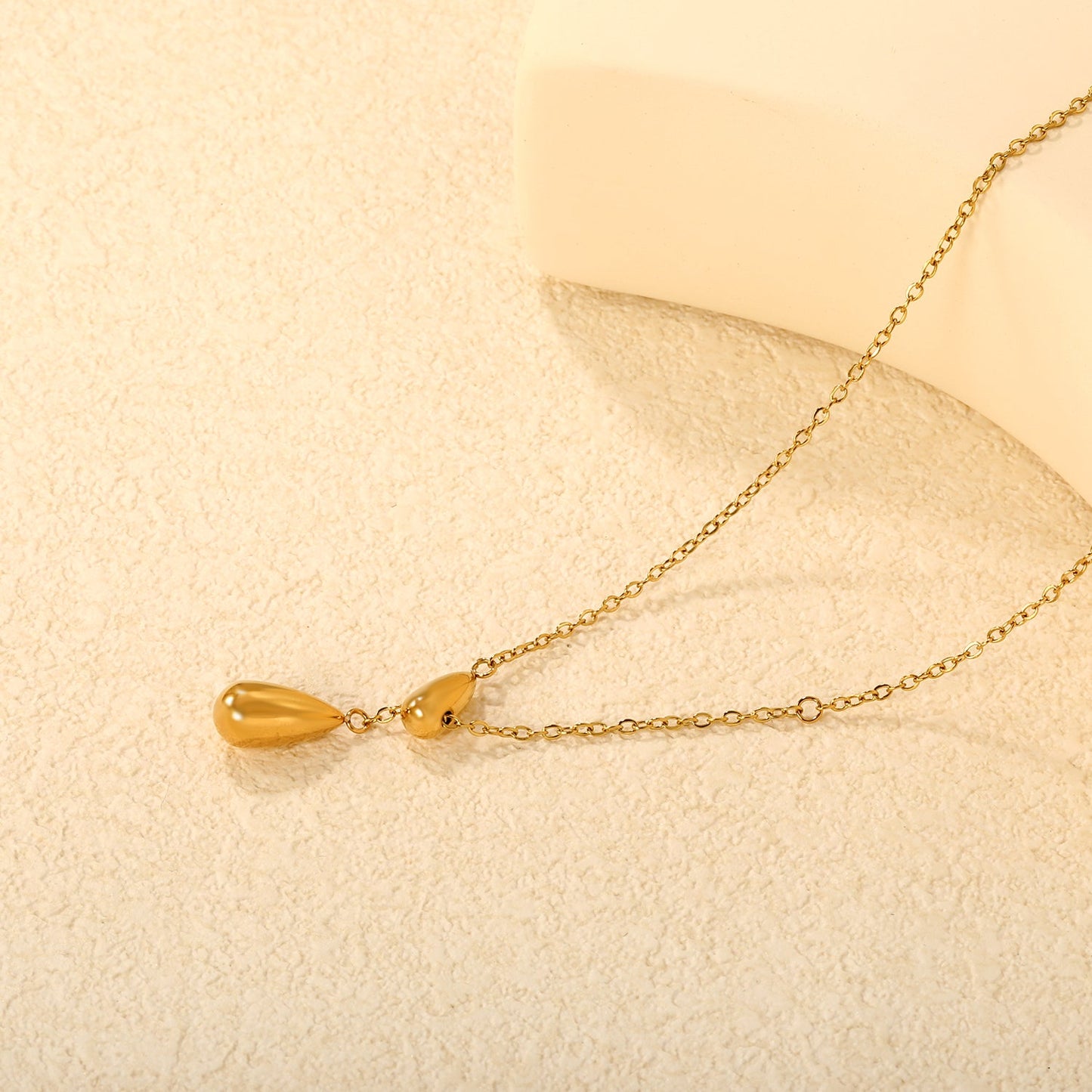 Sweater Chain 5.5x14mm Pendant 7.5x17mm Pendant Fringe Double Teardrop 0.4 Cross Chain 65cm Necklace Steel/Gold asonjewelry