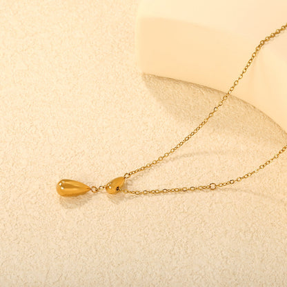 Sweater Chain 5.5x14mm Pendant 7.5x17mm Pendant Fringe Double Teardrop 0.4 Cross Chain 65cm Necklace Steel/Gold asonjewelry