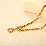 Double Heart Pendant 1.0 Six-Faceted Chain Necklace 46+5cm Gold