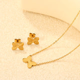 Laser butterfly set, gold, 0.35 cross chain 40+5+6mm round pendant