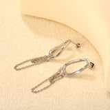 13*25.5mm oval hoop earrings with tassels and chain 19.5*39mm stud earrings Steel color/gold color