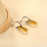 2x10mm Inner Diameter 14x20mm Double Ring Chain Earring, Two-Tone Gold