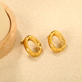20.6x25mm irregular openwork oval earrings, gold