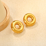 27.5mm polished circle earrings, gold