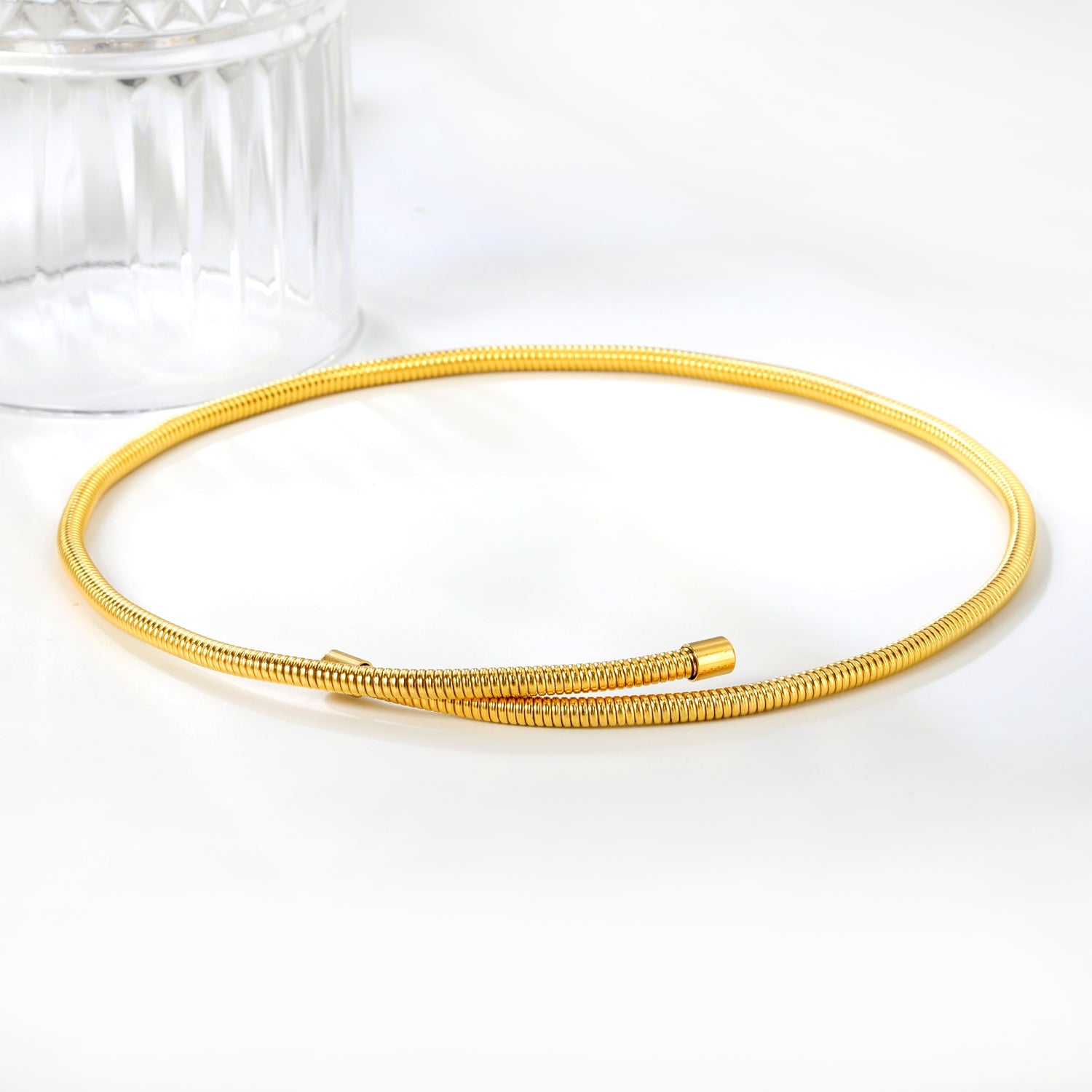 Gold Plated 3.9mm Wide Metal Necklace 47cm Length Non-Tarnish Hypoallergenic Classic Minimalist Gold Tone Chain for Women Everyday Casual Commute Wear asonjewelry