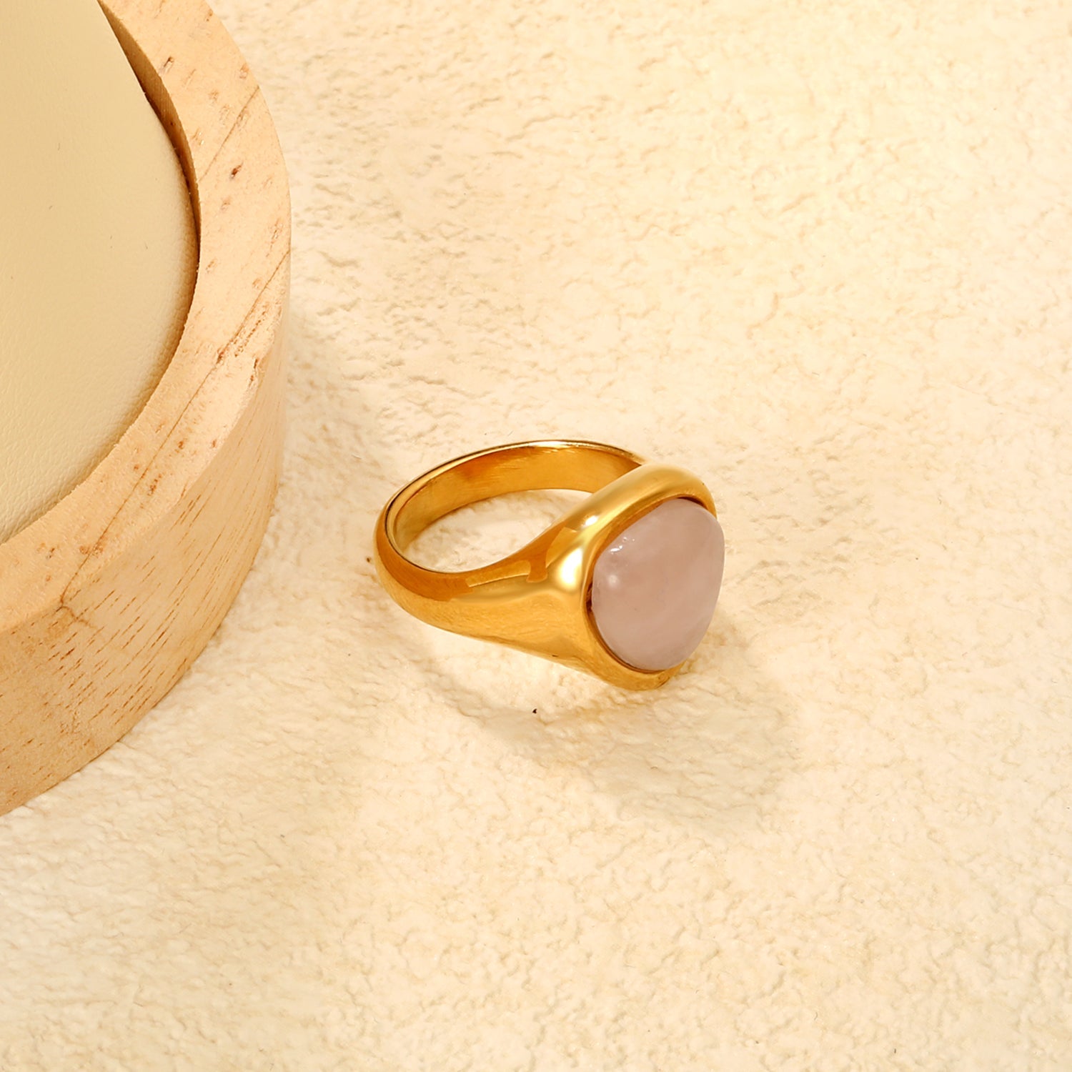 14.5mm high triangular tiger's eye/pink crystal ring, gold ring asonjewelry