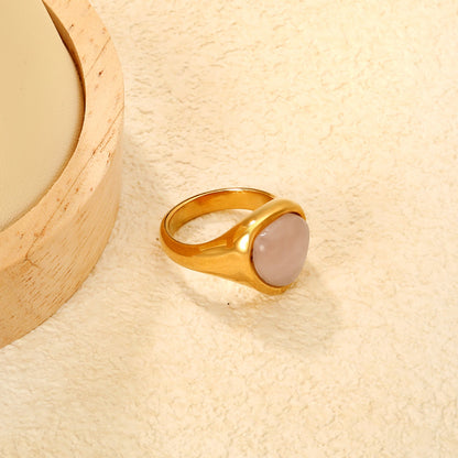 14.5mm high triangular tiger's eye/pink crystal ring, gold ring asonjewelry