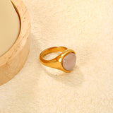14.5mm high triangular tiger's eye/pink crystal ring, gold ring