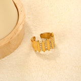 13mm Gold Open Ring with Organ - Shaped Band & White / Emerald Diamond Accents