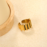 13mm Gold Open Ring with Organ - Shaped Band & White / Emerald Diamond Accents