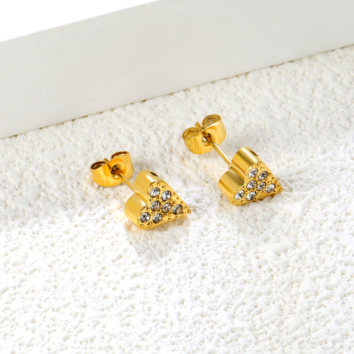 3 pairs of 8*9mm heart-shaped white diamond stud earrings Gold asonjewelry