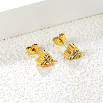 3 pairs of 8*9mm heart-shaped white diamond stud earrings Gold asonjewelry