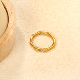 2.3mm high bamboo-shaped setting with white/lotus purple diamonds, gold ring