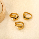 13mm Gold Open Ring with Irregular Single - Row White/Royal Blue/Emerald Diamond Accents